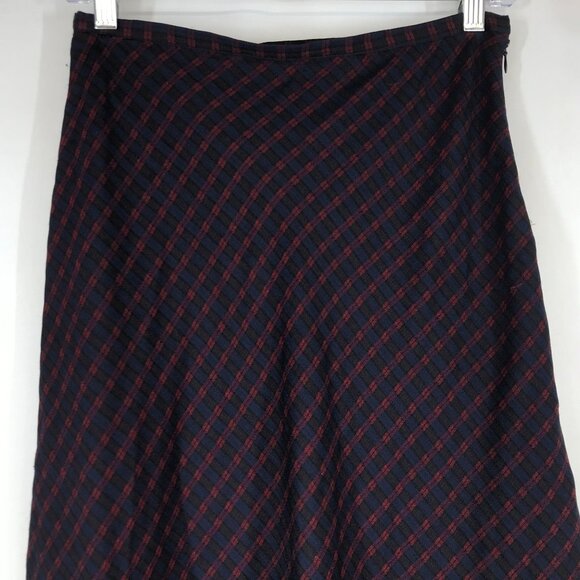 AEROPOSTALE - WOMEN'S 6 - NAVY & RED POLYESTER BLEND A-LINE MAXI SKIRT Y2K 90'S - Picture 2 of 8